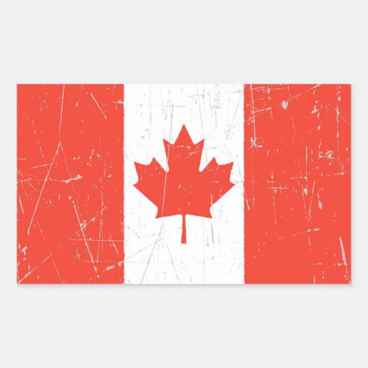 Sticker Rectangulaire Drapeau canadien griffé (Devant)