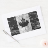 Sticker Rectangulaire Drapeau canadien griffé et usé, noir (Enveloppe)