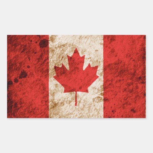 Sticker Rectangulaire Drapeau canadien robuste (Devant)