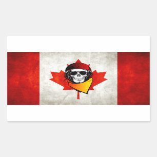 Sticker Rectangulaire Drapeau canadien troublé par le crâne rebelle du