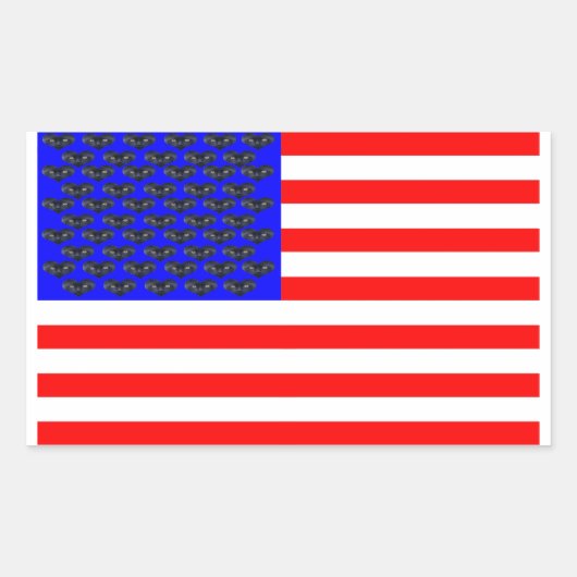 Sticker Rectangulaire Drapeau Chats Noirs Et Bandes (Devant)