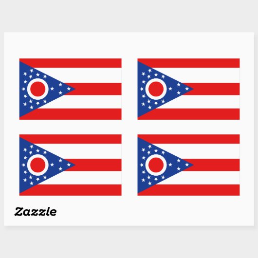 Sticker Rectangulaire Drapeau complet de l'Ohio (Feuille)