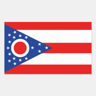 Sticker Rectangulaire Drapeau complet de l'Ohio