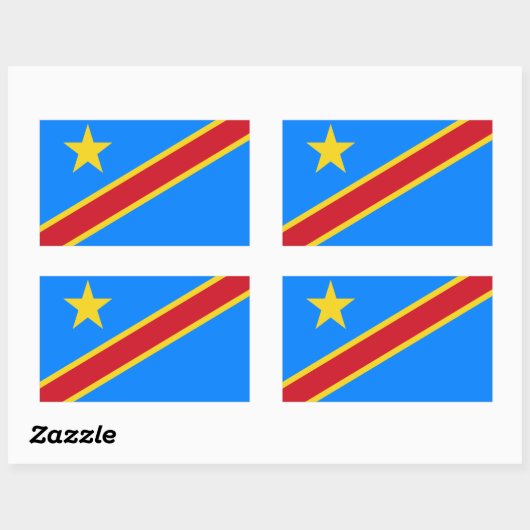 Sticker Rectangulaire Drapeau Congo Kinshasa (Feuille)