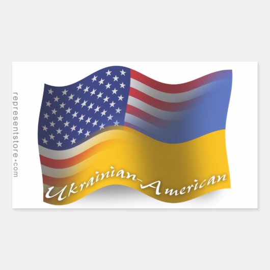 Sticker Rectangulaire Drapeau d'agitation ukrainien-américain (Devant)