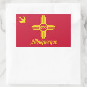 Sticker Rectangulaire Drapeau d'Albuquerque, Nouveau-Mexique Bâton recta (Sac)