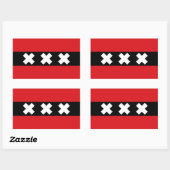Sticker Rectangulaire Drapeau d'Amsterdam, Pays-Bas (Feuille)
