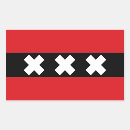 Sticker Rectangulaire Drapeau d'Amsterdam, Pays-Bas (Devant)
