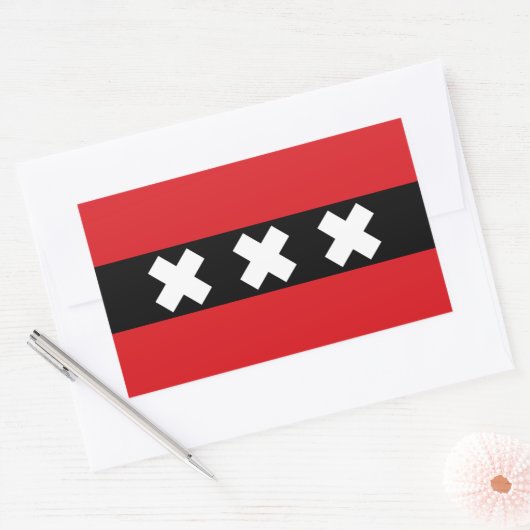 Sticker Rectangulaire Drapeau d'Amsterdam, Pays-Bas (Enveloppe)