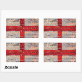 Sticker Rectangulaire Drapeau d'Angleterre sur un mur en brique (Feuille)