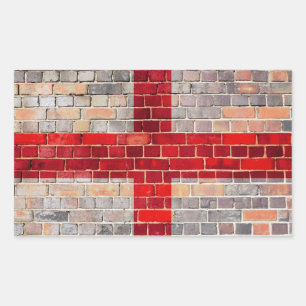 Sticker Rectangulaire Drapeau d'Angleterre sur un mur en brique