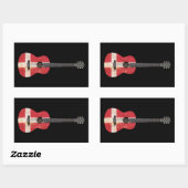 Sticker Rectangulaire Drapeau danois vieilli et usé Guitare acoustique,  (Feuille)