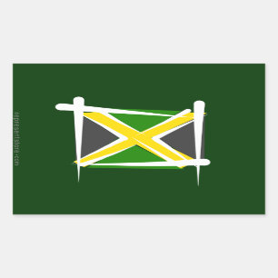 Sticker Rectangulaire Drapeau de brosse de la Jamaïque