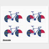 Sticker Rectangulaire Drapeau de Caroline du Nord à vélo (Feuille)