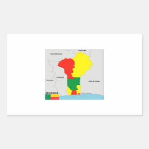 Sticker Rectangulaire drapeau de carte de pays du Bénin