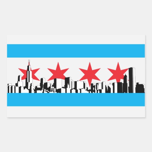 Sticker Rectangulaire Drapeau de Chicago (Devant)