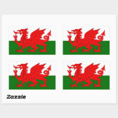 Sticker Rectangulaire Drapeau de dragon de Gallois (Feuille)