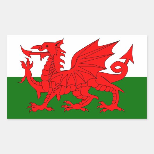 Sticker Rectangulaire Drapeau de dragon de Gallois (Devant)
