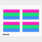 Sticker Rectangulaire Drapeau de fierté de Polysexual (Feuille)