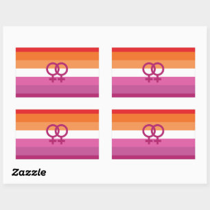 Sticker Rectangulaire Drapeau de fierté lesbienne WLW (Coucher de soleil