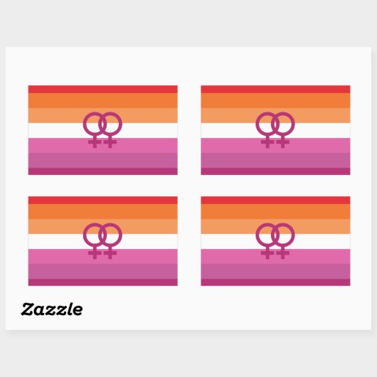 Sticker Rectangulaire Drapeau de fierté lesbienne WLW (Coucher de soleil (Feuille)