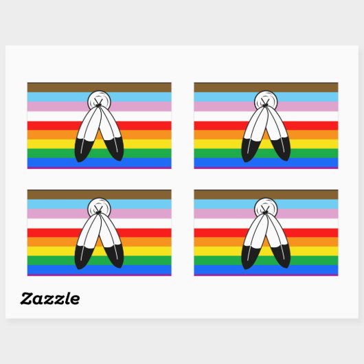 Sticker Rectangulaire Drapeau de fierté progressiste LGBTQ+ Two-Spirit (Feuille)
