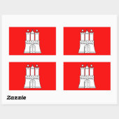 Sticker Rectangulaire Drapeau de Hambourg, Allemagne (Feuille)