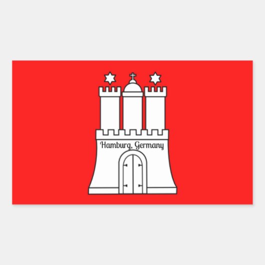 Sticker Rectangulaire Drapeau de Hambourg, Allemagne (Devant)