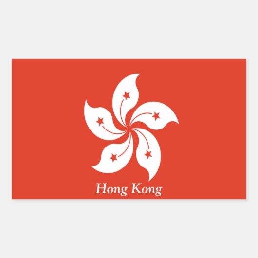 Sticker Rectangulaire Drapeau de Hong Kong (Devant)
