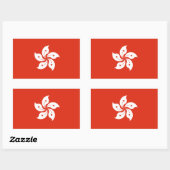 Sticker Rectangulaire Drapeau de Hong Kong. Chine/chinois (Feuille)