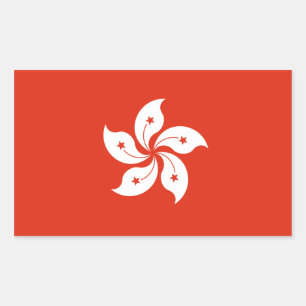 Sticker Rectangulaire Drapeau de Hong Kong. Chine/chinois