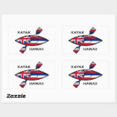 Sticker Rectangulaire Drapeau de Kayak Hawaii (Feuille)