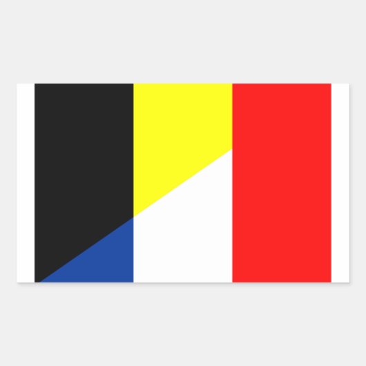 Sticker Rectangulaire drapeau de la belgique de la france (Devant)