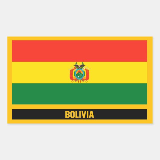 Sticker Rectangulaire Drapeau de la Bolivie (Devant)