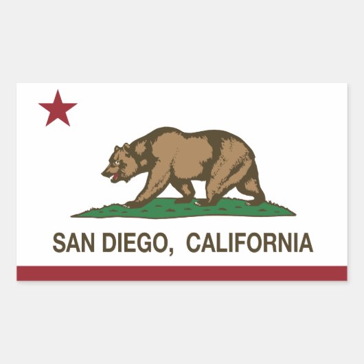 Sticker Rectangulaire Drapeau de la Californie de San Diego (Devant)
