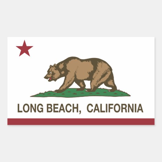 Sticker Rectangulaire drapeau de la californie longue plage (Devant)