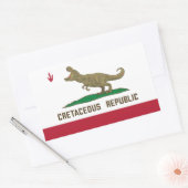 Sticker Rectangulaire Drapeau de la Californie T-rex Dinosaur (Enveloppe)