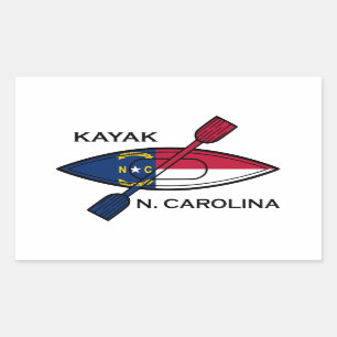 Sticker Rectangulaire Drapeau de la Caroline du Nord Kayak