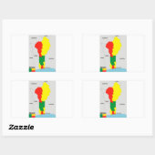 Sticker Rectangulaire drapeau de la carte du pays benin (Feuille)