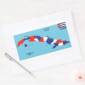 Sticker Rectangulaire drapeau de la carte politique du pays de Cuba (Enveloppe)