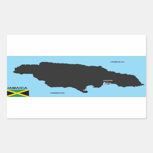 Sticker Rectangulaire drapeau de la carte politique du pays de Jamaïque