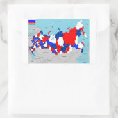 Sticker Rectangulaire drapeau de la carte politique du pays de russie (Sac)