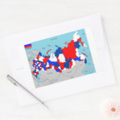 Sticker Rectangulaire drapeau de la carte politique du pays de russie (Enveloppe)