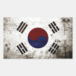 Sticker Rectangulaire Drapeau de la Corée du Sud de Black Grunge