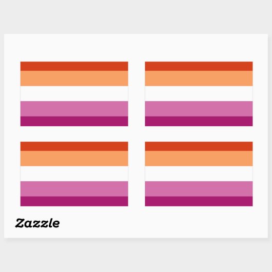 Sticker Rectangulaire Drapeau de la fierté lesbienne (5 bandes) (Feuille)