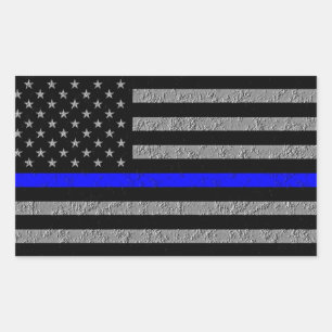 STICKER RECTANGULAIRE DRAPEAU DE LA FINE LIGNE BLEUE SOUTIEN À LA POLICE