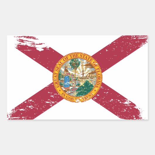 Sticker Rectangulaire Drapeau de la Floride Grunge (Devant)