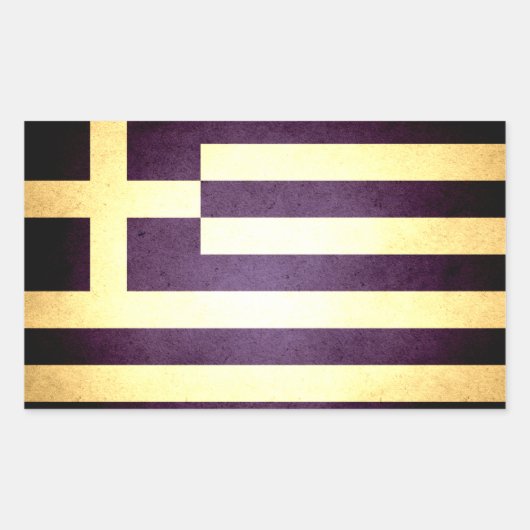 Sticker Rectangulaire Drapeau de la Grèce embrassée par Sun (Devant)