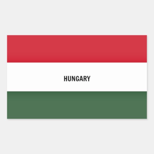 Sticker Rectangulaire Drapeau de la Hongrie, étiqueté, (Devant)
