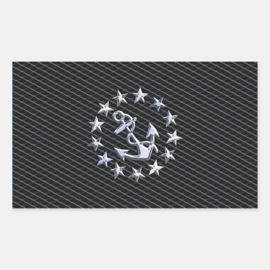 Sticker Rectangulaire Drapeau de la marine de yacht d'argent sur Grille (Devant)